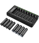 Rechargeable AA Batteries with Charger, POWEROWL 8 Pack of 2800mAh High Capacity Low Self Dischar...