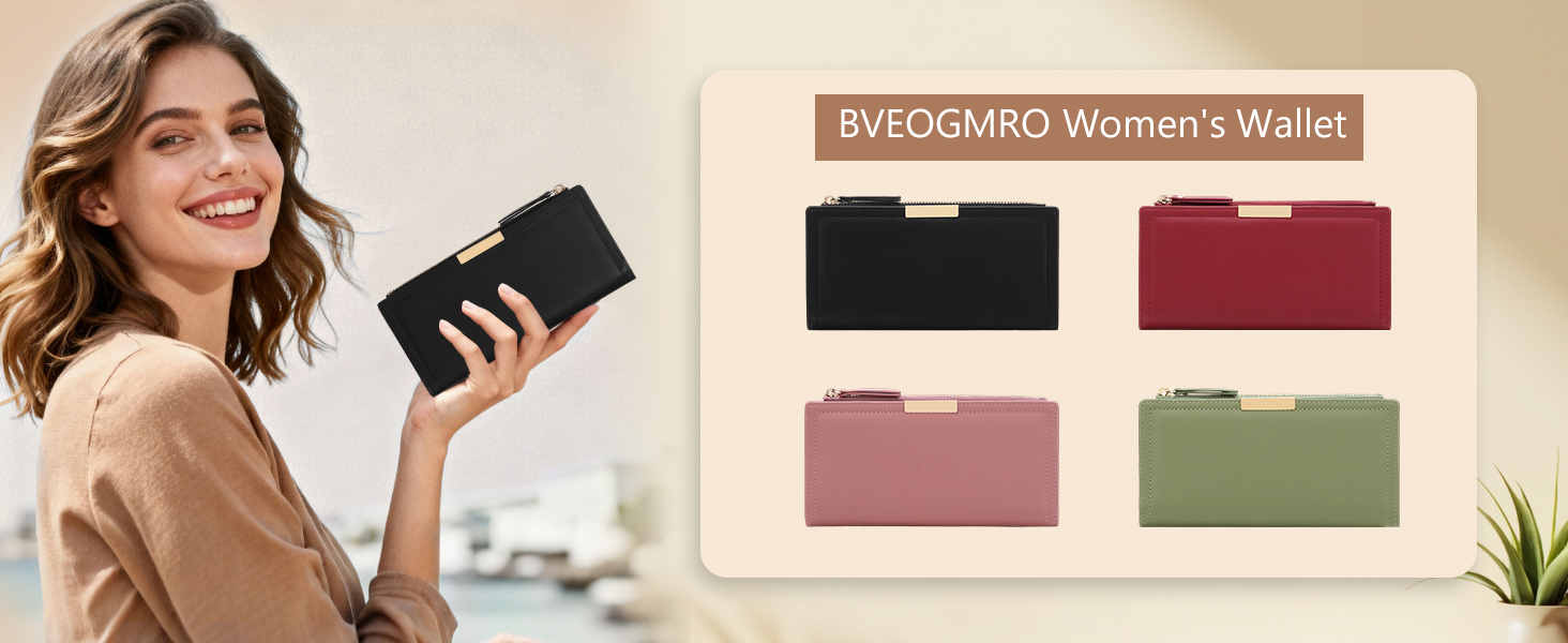 Slim Women Wallet Bifold Ladies Long Purse