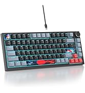 Mosptnspg 75% TKL Wired Mechanical Keyboard,RGB Backlit Gasket Mount 82 Key Hot Swappable Custom ...