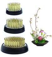 Kenzan Flower Frog Set, 3 Pcs Ikebana Stem Holder with Rubber Base, Floral Pin Frogs for Vase Arr...