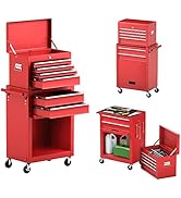 Goplus Rolling Tool Chest, 6-Drawer Tool Box Organizer w/Auto Locking System & Lockable Wheels & ...