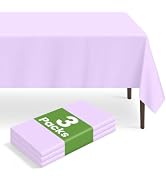 LIKAJON 3 Pack Disposable Light Purple Tablecloth, Rectangular Lavender Plastic Table Cloths for ...