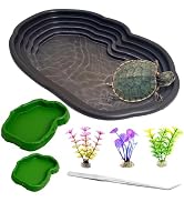 Apatal Reptile Bathing Pool 7 Pcs Tortoise Water Dish with Ramp Extra Large Turtle Feeding Bowl w...