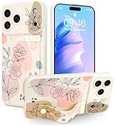 Jefonha Case for iPhone 17 Pro Max Silicone Phone Case with Strap for Women Girls Cute Floral Flo...