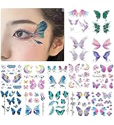 14 Sheets Glitter Butterfly Temporary Tattoos Sticker for Eye Face Makeup Decoration, Body art ta...