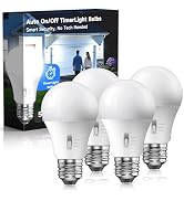 Timer Light Bulb 100W Equivalent, 13W 5000K Bright White, A19 E26 LED, 4pcs | Super Bright Daylig...
