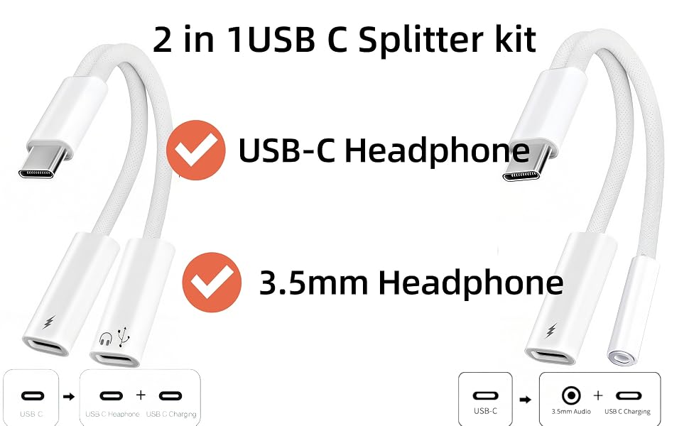 usb c splitter,usb c splitter aux and charging,usb-c splitter,usb c splitter 1 in 2 out