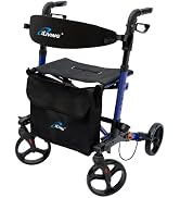 iLIVING USA Foldable Upright Mobility Rollator, Light Weight Walker for Senior, Front Bag and Eas...