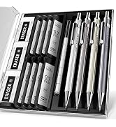 Four Candies 0.7mm Mechanical Pencil Set with Case - 4PCS Metal Mechanical Pencils, 8 Tubes HB #2...