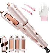 FMZ Pink Flat Iron Hair Straightener Curler Crimper for Women, 4 in 1 Professional Ionic Hair Sty...