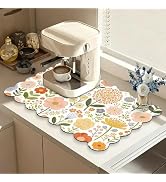 CQKEDMA Scalloped Dish Drying Mats for Kitchen Counter, Colorful Flowers for Spring Summer, Cute ...