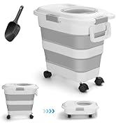 Yummy Sam 25 LB Collapsible Dog Food Storage Container with Rolling Wheels, Large Capacity Pet Fo...