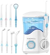 TUREWELL Water Dental Flosser for Teeth/Braces, Water Teeth Cleaner 8 Jet Tips and 10 Pressure Le...