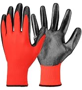 ENPOINT Red Nitrile Coated Work Gloves - 12 Pairs Heavy Duty Nitrile Work Gloves with Grip for Wa...