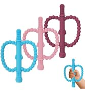 Fu Store Hollow Teether Tube 3 Pack Apple Shape Chew Straw Sensory Toy for Infant Toddlers Silico...