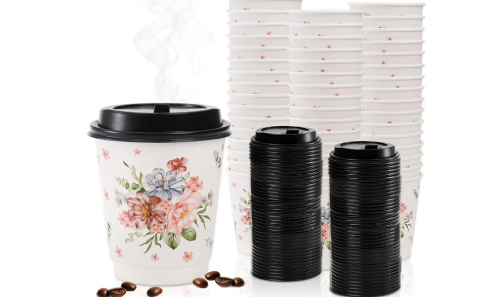 Ly-FloralCoffeeCups-100Lid-80P