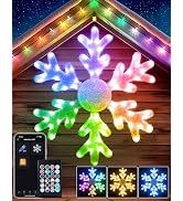 32" Smart LED Snowflake Christmas Lights Outdoor, App Control DIY Colors | Big Folding Plug in Wi...