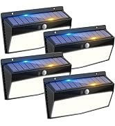 4 Pack 368 LED Solar Motion Sensor Lights Outdoor, Solar Fence Lights with 3 Lighting Modes, Sola...