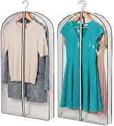 FMLIUY 2 Pack 39" Clear Garment Bags for Hanging Clothes,4" Gusseted Suit Bags for Closet Storage...