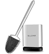 Sellemer Toilet Brush and Holder Set for Bathroom, Flexible Toilet Bowl Brush Head with Silicone ...