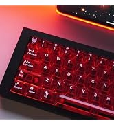 mintcaps Crystal Clear Keyboard Keycaps Transparent PC Cherry Profile Red Keycap Set 114 Keys Shi...
