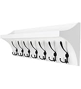 Dseap Wall Shelf with 7 Tri Hooks, 35” Long Heavy Duty Coat Rack Wall Mount with Shelf, Shelf wit...