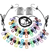 2 Pack Camping Clothesline Portable 12 Clothespins, Camping Accessories Travel Clothesline for Ou...