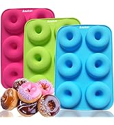 ANAEAT 3 Pack Donut Pan Silicone Baking Mold, Just Pop Out! Non-Stick Doughnuts Baking Pans BPA F...