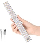 Under Cabinet Lights Motion Sensor Light Dimmable, 80 LED Closet Light Rechargeable Magnetic Unde...