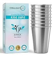 CHILLOUT LIFE Stainless Steel Kids Cups 8 oz - Stainless Steel Small Children Cups for Home & Out...