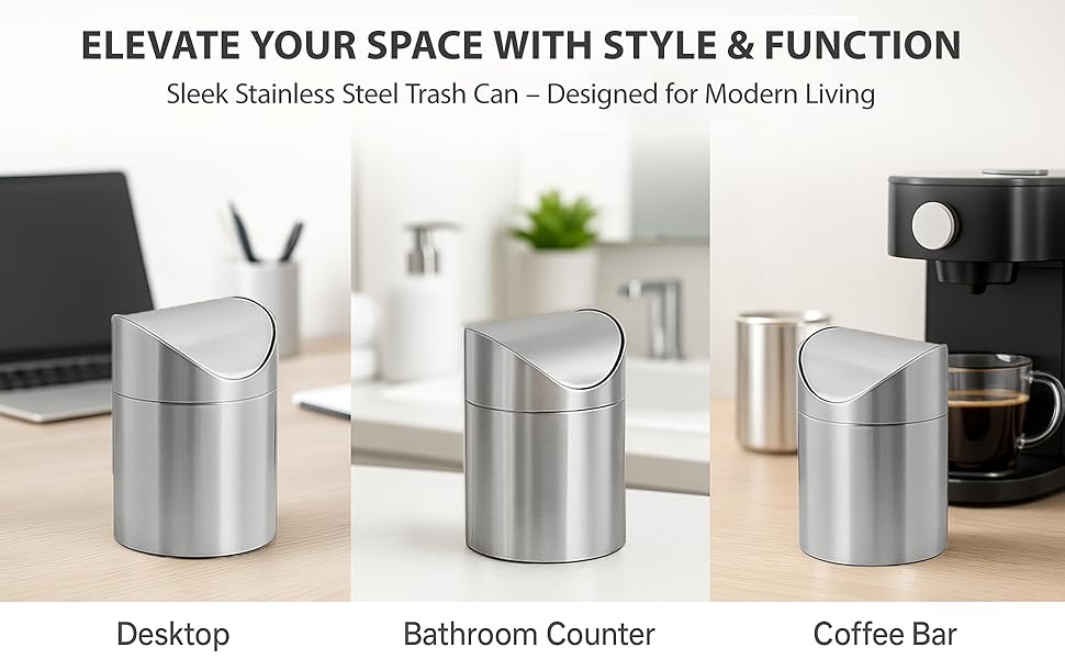 Sliver Mini Trash Can