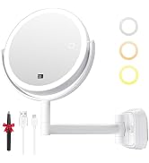 Auxmir No Drilling Wall Mounted Lighted Makeup Mirror, 7" 1X/30X Double Sided Magnifying Mirror w...