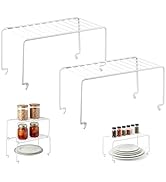 ziroland 2-Pack Small (10.8x5.3inch) White Stackable Shelf Organizer Rack, Kitchen Shelves Organi...