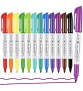 Affisure Permanent Markers Assorted Colors Set, 12 Colored Markers 12 Pack, Fine Point,Works on W...