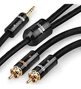 TODN Audiophile 3.5mm to RCA Audio Cable 3ft Silver-Plated OCC HiFi Cord | Dual Shielded, Carbon ...