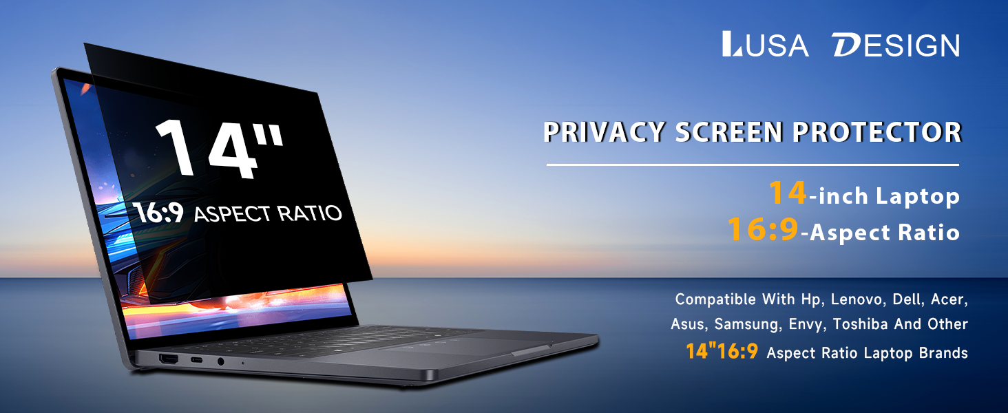 Laptop Privacy Screen 14 Inch 16:9 Aspect Ratio
