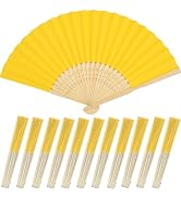 Bestage 12 Packs 8.3 Inch Lemon Yellow Folding Paper Hand Fan Handheld for Women,Decorative Chine...