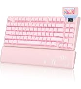 Womier 75% Pink Keyboard Wireless with Color Multimedia Screen | Creamy Mechanical Gaming Keyboar...