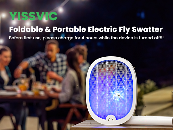 Electric Fly Swatter Foldable Bug Zapper Racket