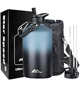 StarSpeed One Gallon Insulated Water Bottle with Straw Lid, 128oz Stainless Steel Water Flask Dou...