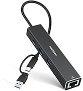 USB to Ethernet Adapter, RSHTECH USB 3.2 Gen 2 Hub with RJ45 Gigabit Ethernet, 10Gbps USB-C and 2...