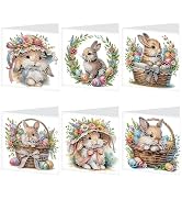 Tontut 6pcs Diamond Art Painting Kit Greeting Card, Basket Bunny 5D DIY Diamond Handmade Holiday ...