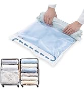 TAILI 12 Pack Travel Compression Vacuum Bags, Roll Up Space Saver Bags (6 Large, 6 Medium), Vacuu...
