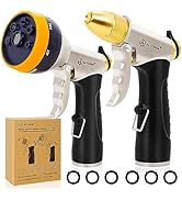 AUTOMAN Garden Hose Nozzles - High Pressure 100% Metal Hose Sprayer 2 Pack, Heavy Duty Garden Wat...