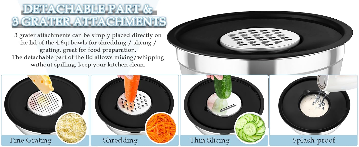Detachable part & 3 grater attachments
