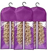 3PCS Wig Bags Storage with Hanger Wig Holder Wig Hanger for Multiple Wigs Portable Hair Extension...