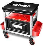 DNA Motoring TOOLS-00198 Adjustable Height Mechanics Roller Seat Creeper Stool With Padded Cushio...