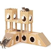 PalNests DIY Cardboard Cat House, Multi-Level Cat Tree Tower with Scratching Posts, Scratching Bo...