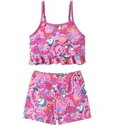 Girls Tankini Swimsuit 2 Pieces Mermaid Bathing Suit Little Girls Summer Beach Rash Guard Swimwea...