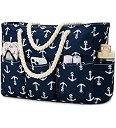 oscaurt Beach Bags for Women Waterproof Sandproof Large Beach Tote Bag Canvas Swim Pool Bag with ...
